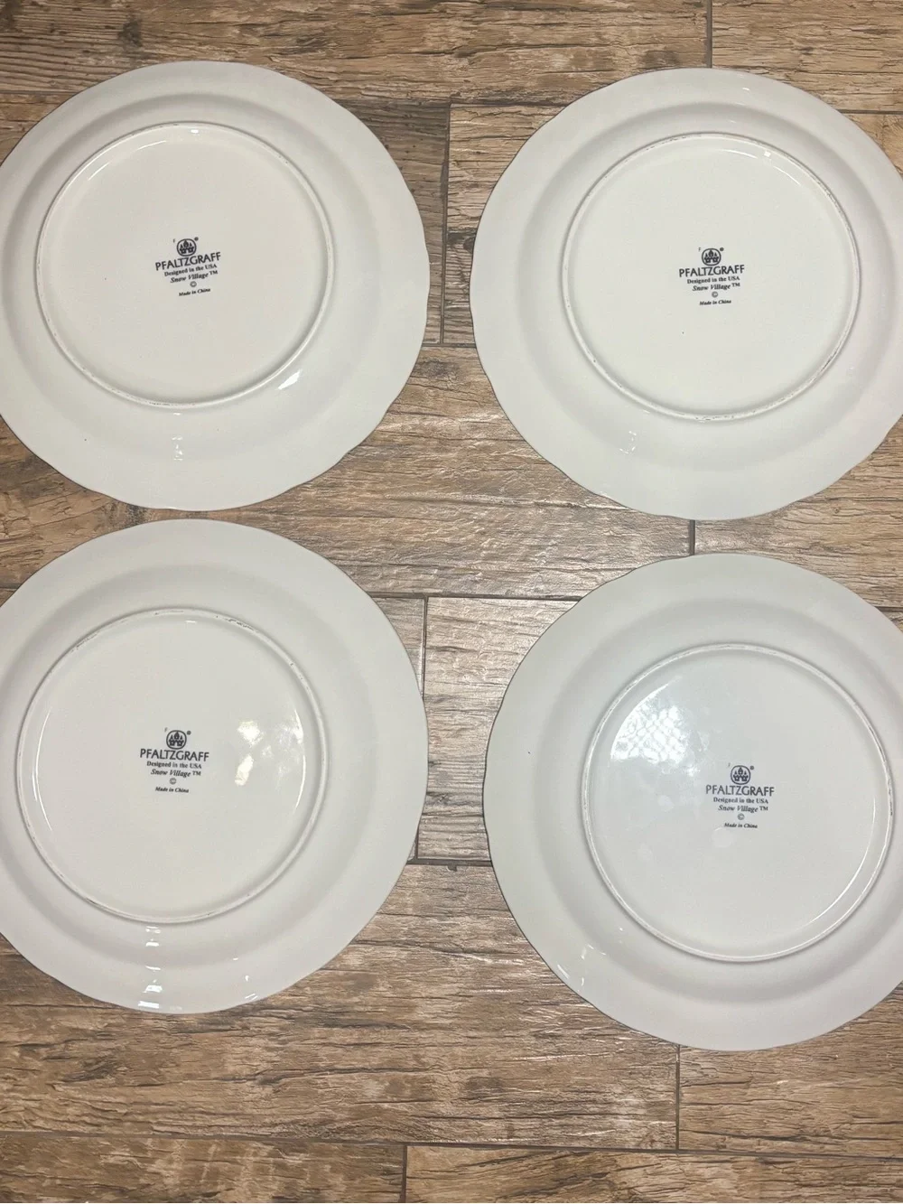 Pfaltzgraff White Holiday Plate with Red & Green Snowman Motif